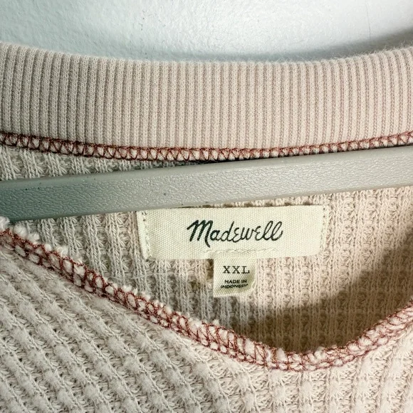 MADEWELL Waffle Split-Neck Crop Tee in Antique Cream Size XXL - Picture 4 of 8